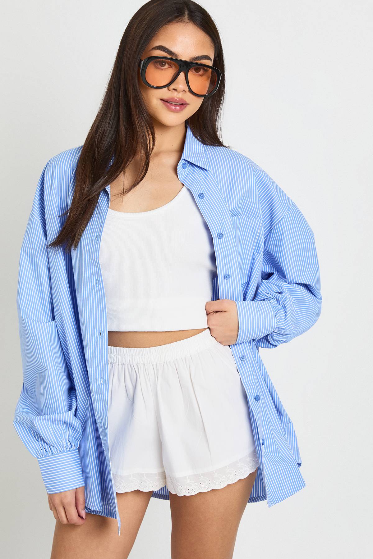 boohoo Short En Popeline Avec Finitions En Broderie Anglaise