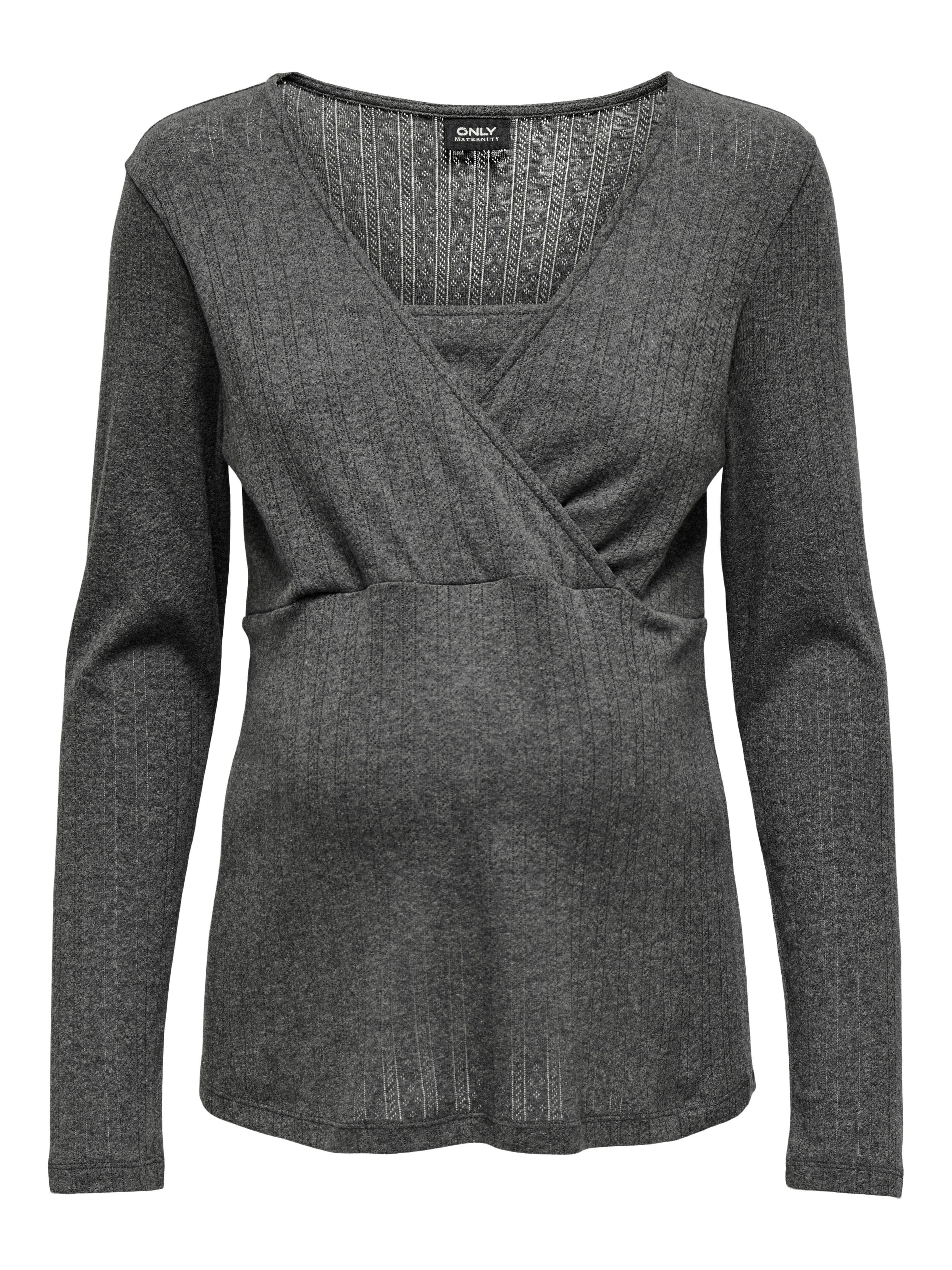 OLMLARA Top Dark Grey Melange
