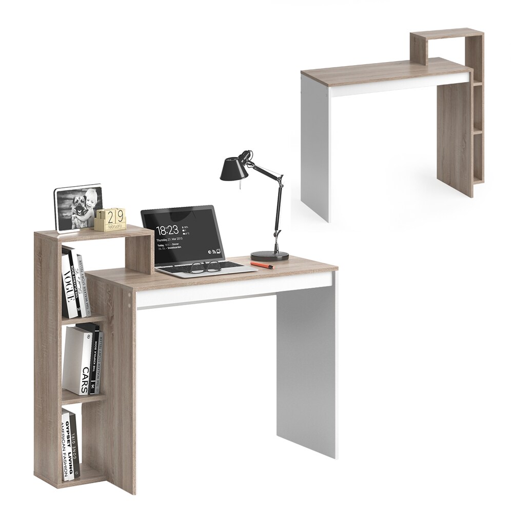 Vicco Schreibtisch Leo Schreibtisch Arbeitstisch Regal PC Tisch Weiß Sonoma