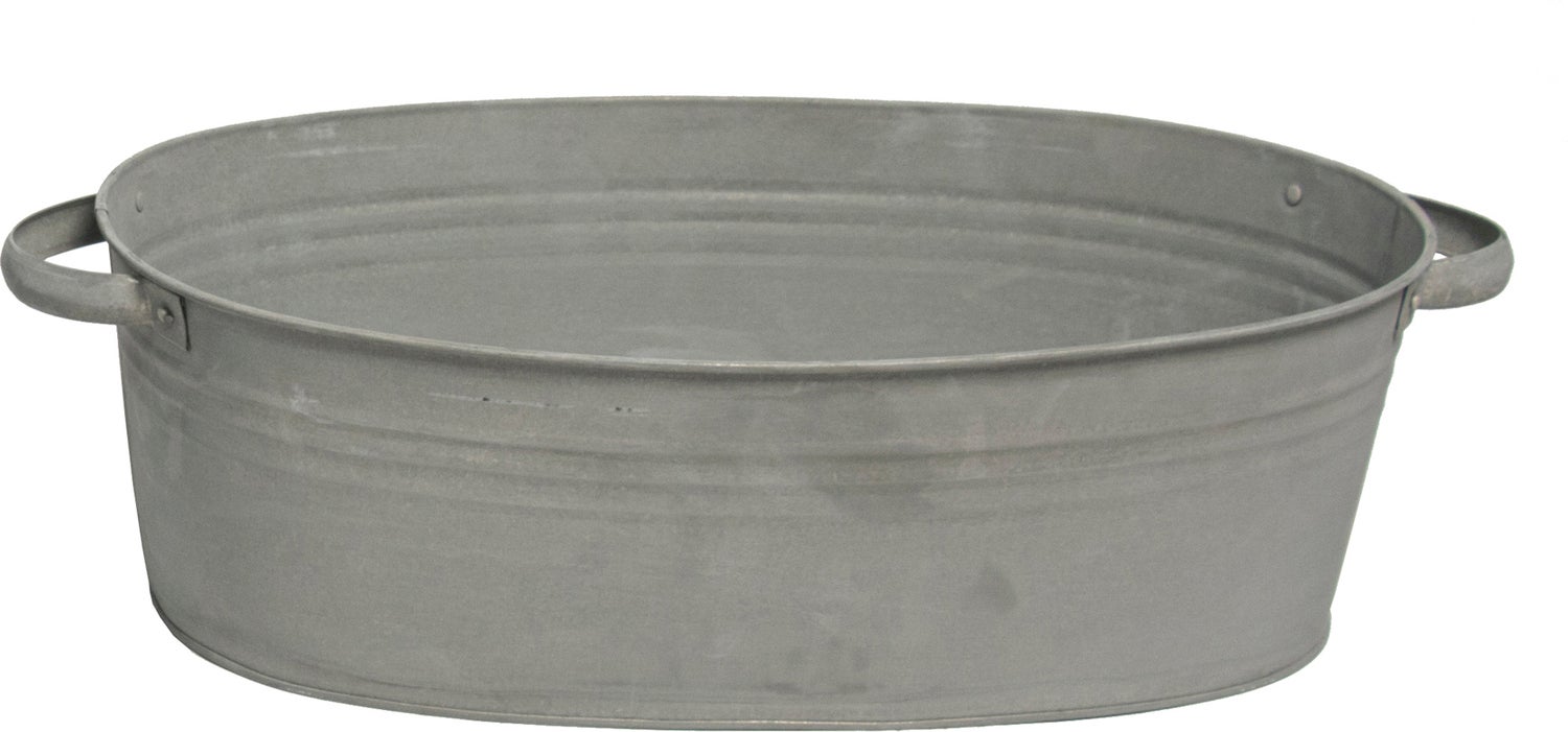 Mega Collections schaal old look met handvatten 33 x 23 x 14 cm zink