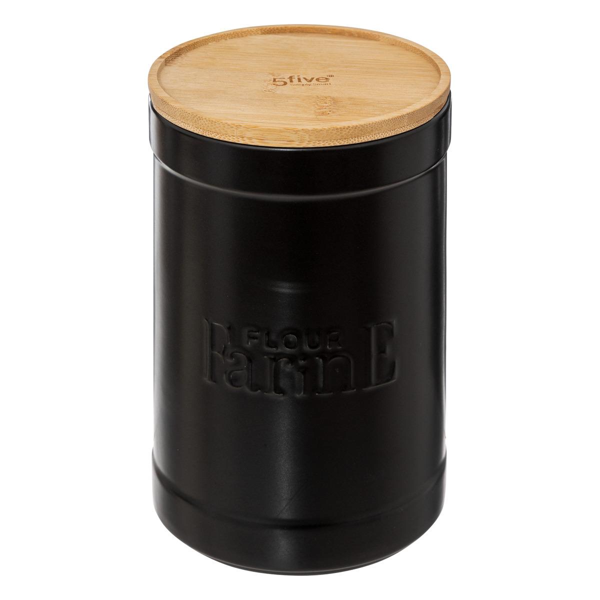 BOITE A FARINE NATUREO CERAMIQUE COUVERCLE BAMBOU NOIR