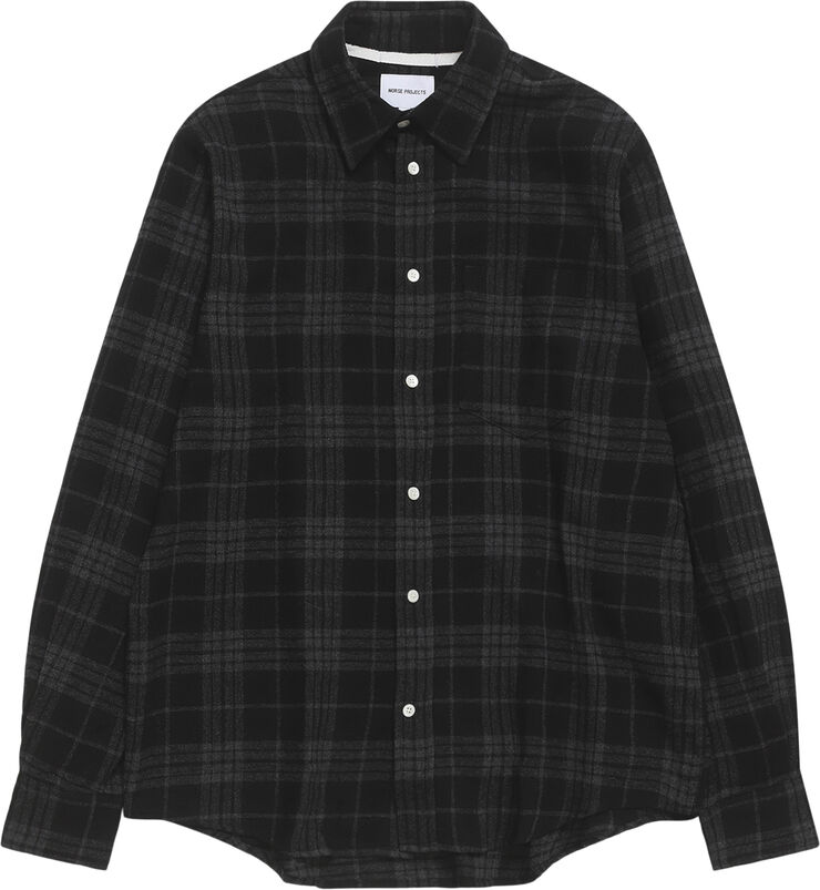 Norse Projects Algot Relaxed Wool Check Shirt Grå