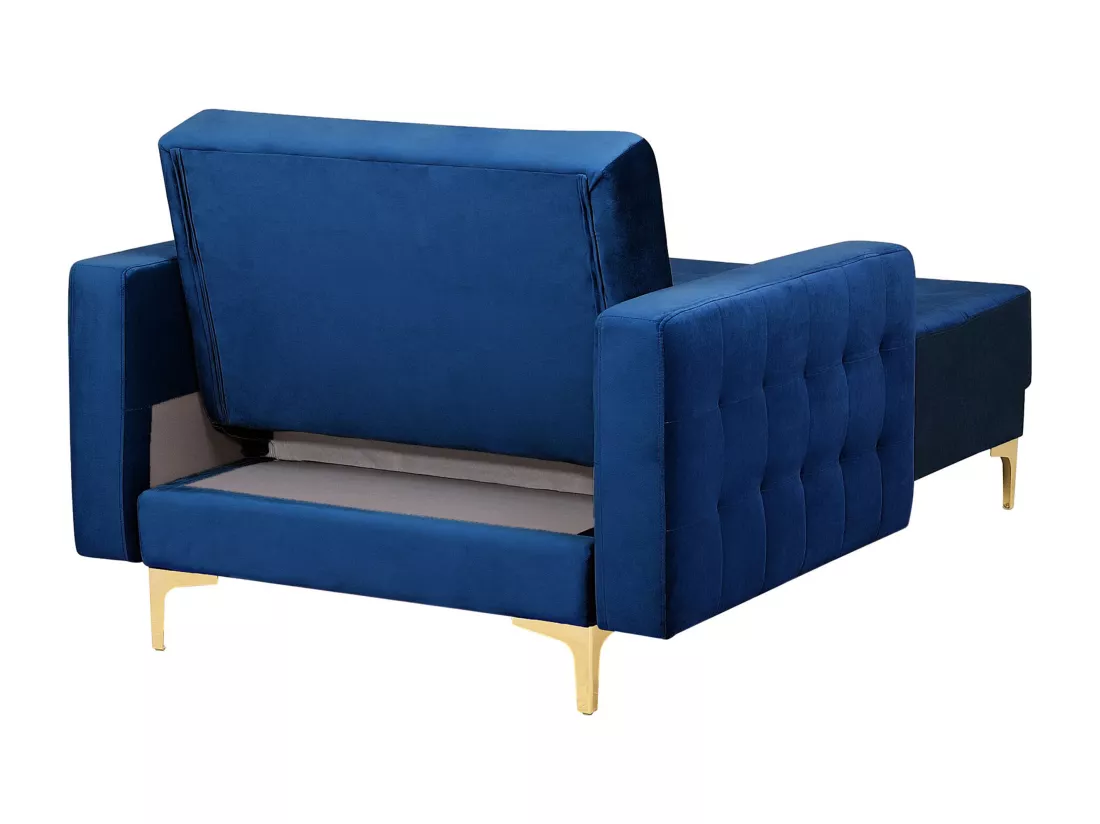 Chaise longue en velours bleu marine ABERDEEN
