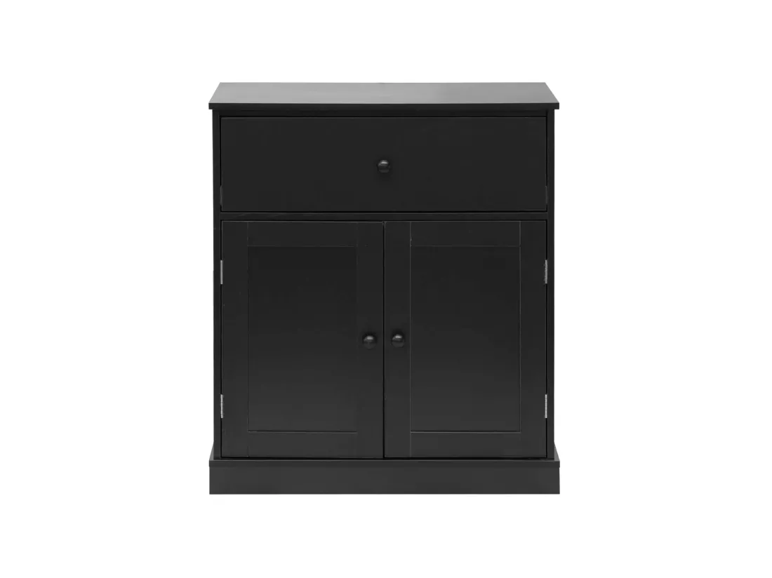 Meuble Bas Gain de Place avec Tiroir 2 Portes Noir Polyvalent