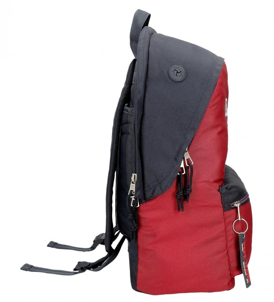 Mochila para laptop adaptável Pepe Jeans Clark com dois compartimentos, vermelha.