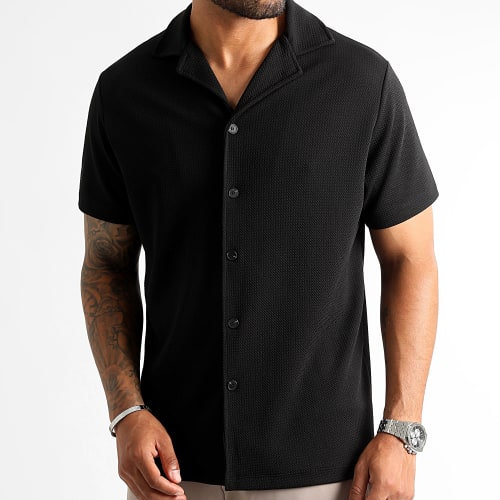 Chemise Manches Courtes Texturé Waffle 0303 Noir