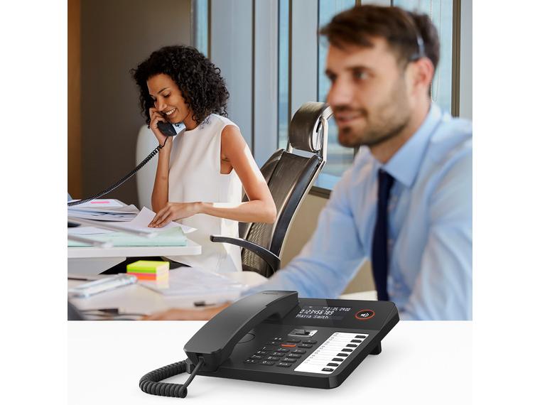 Gigaset Tischtelefon DESK 800A Schwarz Das Wand- und Tischtelefon für komfortable Telefonie mit Anrufbeantworter