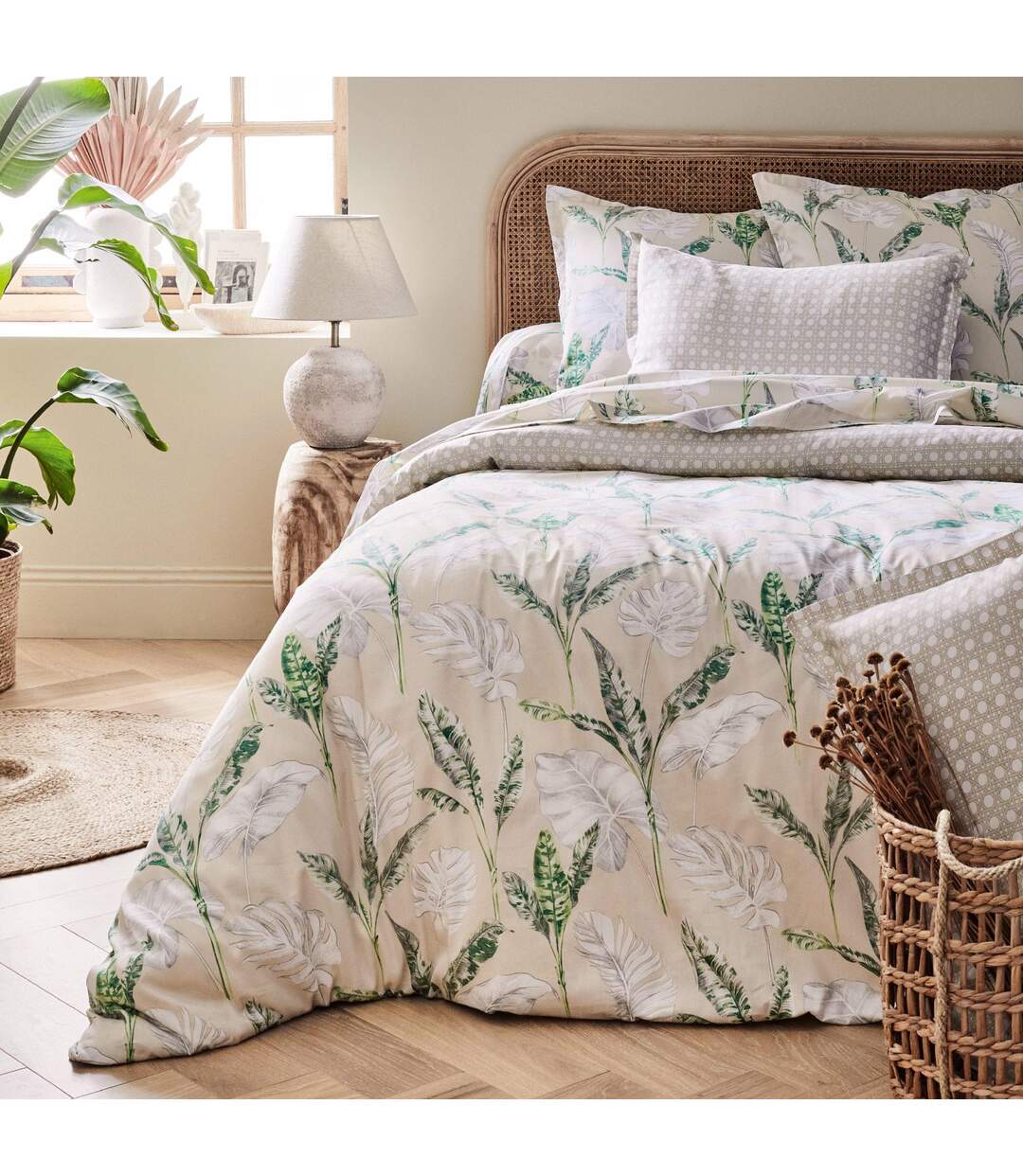 Drap housse imprimé 90x200 cm satin de coton VOYAGE Lin Bonnet 30 cm