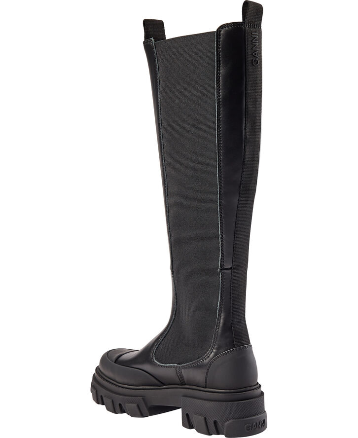 Ganni High Chelsea Boot Black Stitch Black