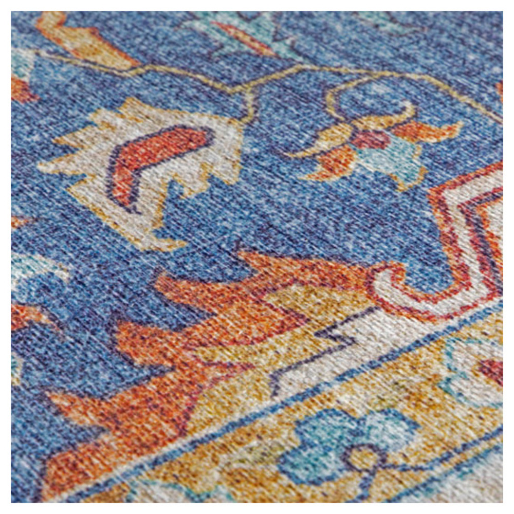 Tapis doux à motif oriental - leïla - marron et bleu - 200 x 290 cm