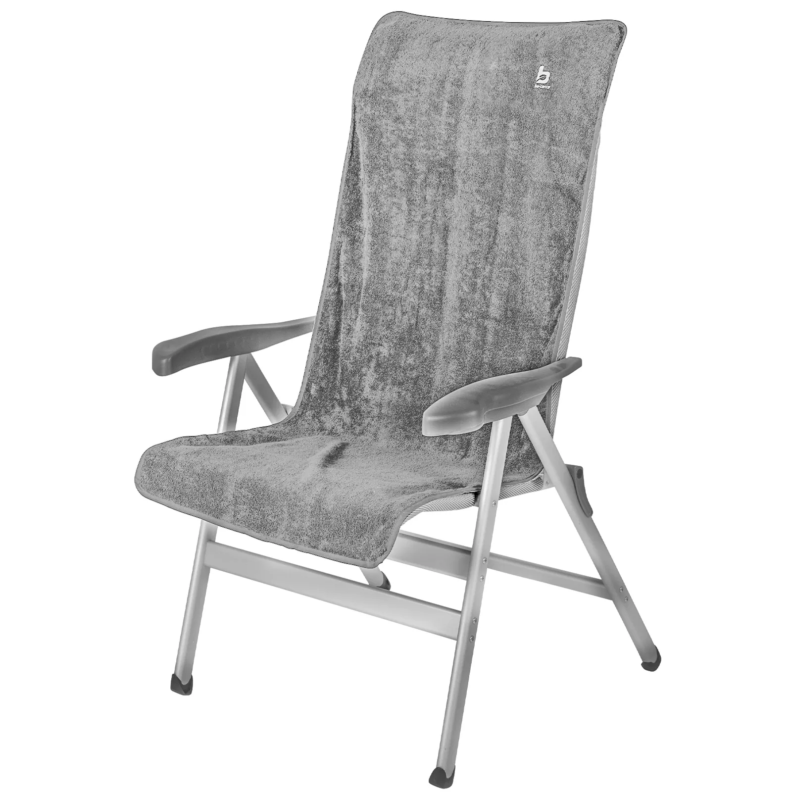 BO-CAMP Frottee Sitz Auflage Hochlehner Kissen Bezug Garten Camping Klapp Stuhl Farbe: Grau