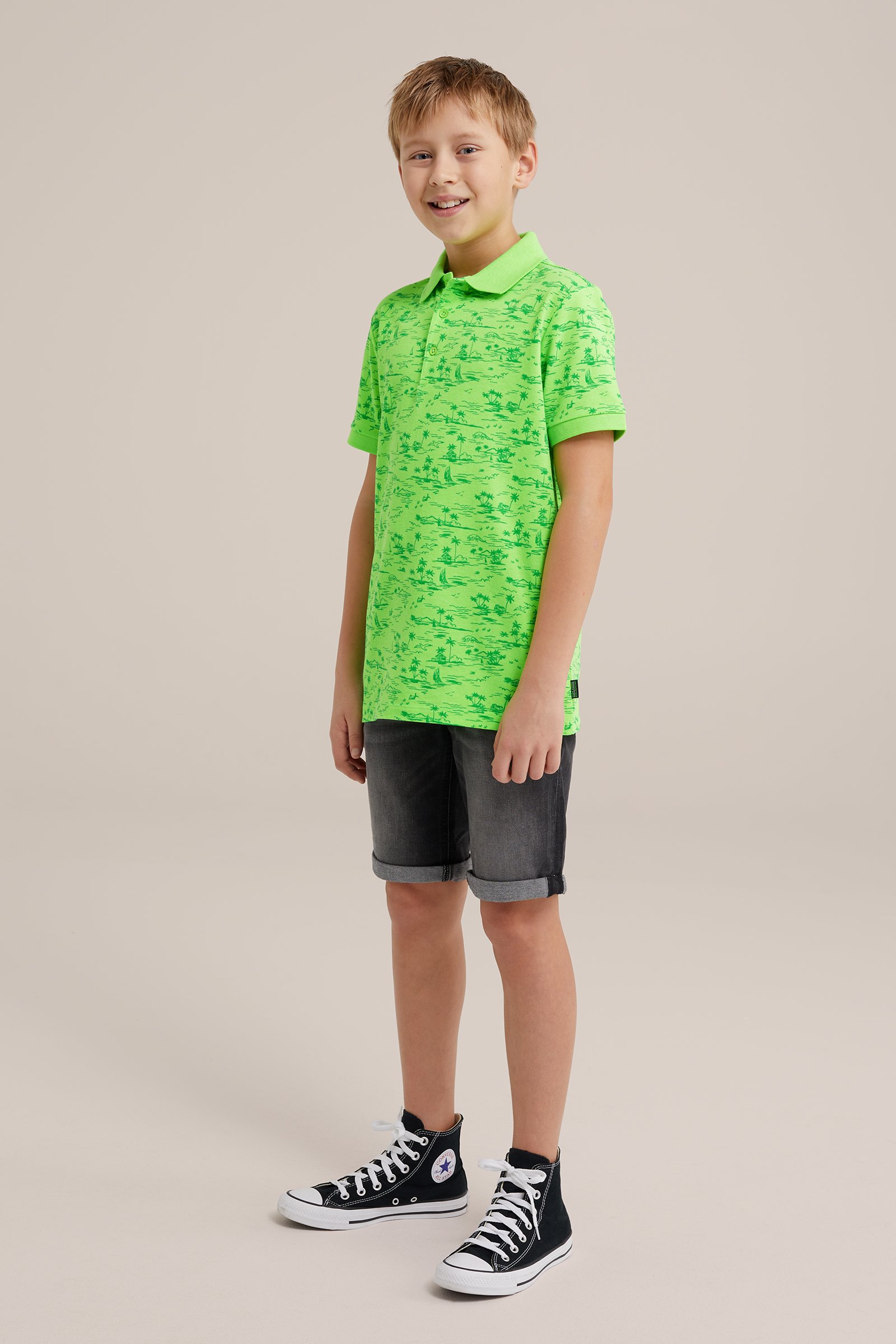 Jongens polo met dessin WE Fashion Felgroen