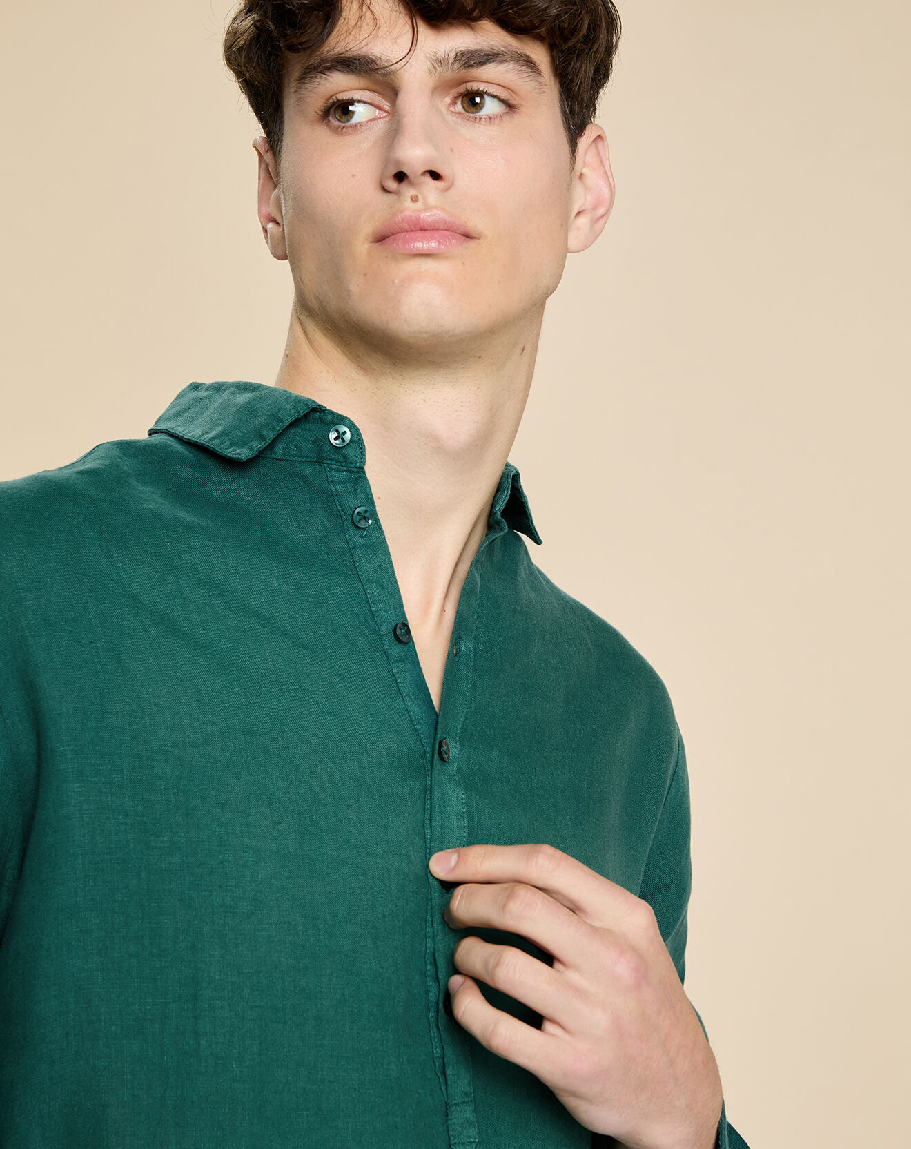 Harris Wilson Chemise 100% Lin Danish fougère