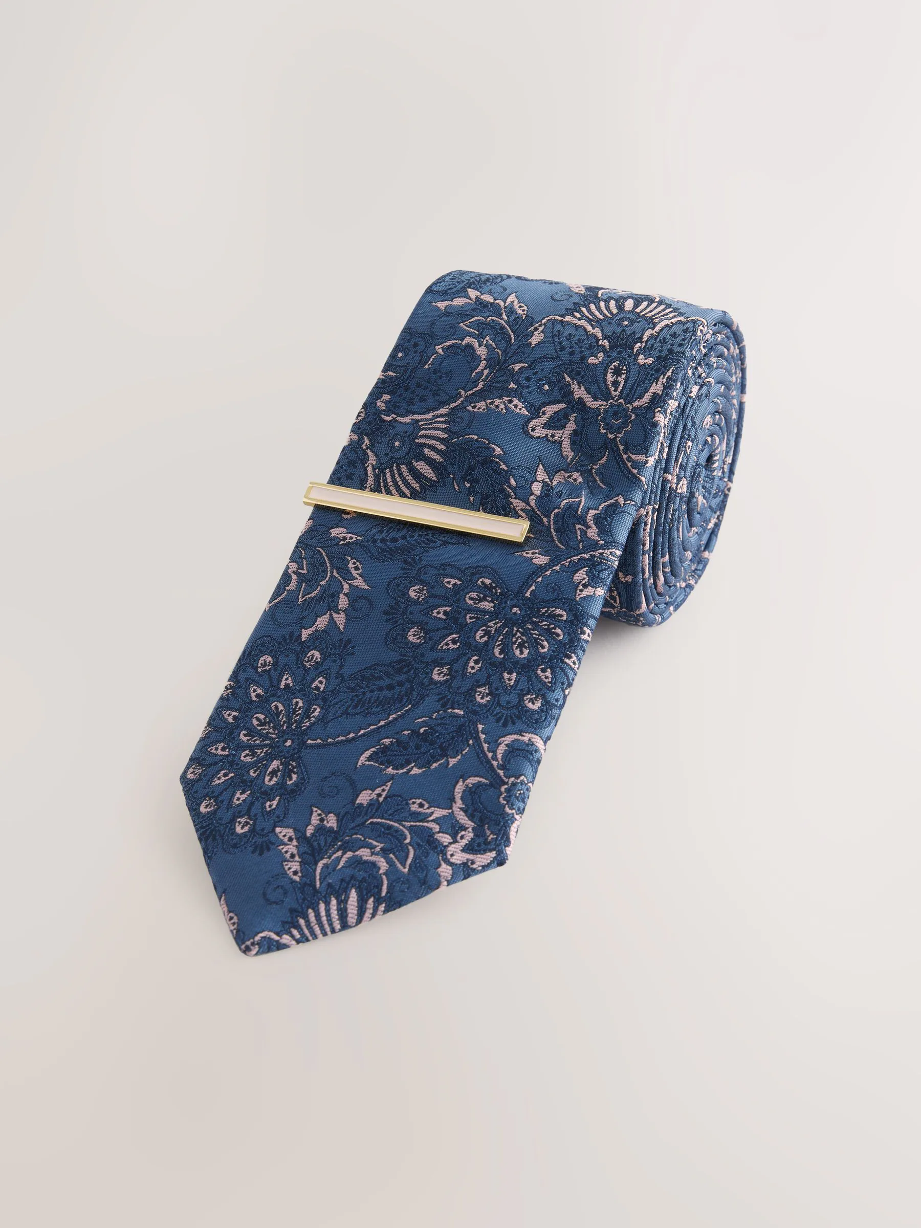 Marineblauw - Design stropdas en clip