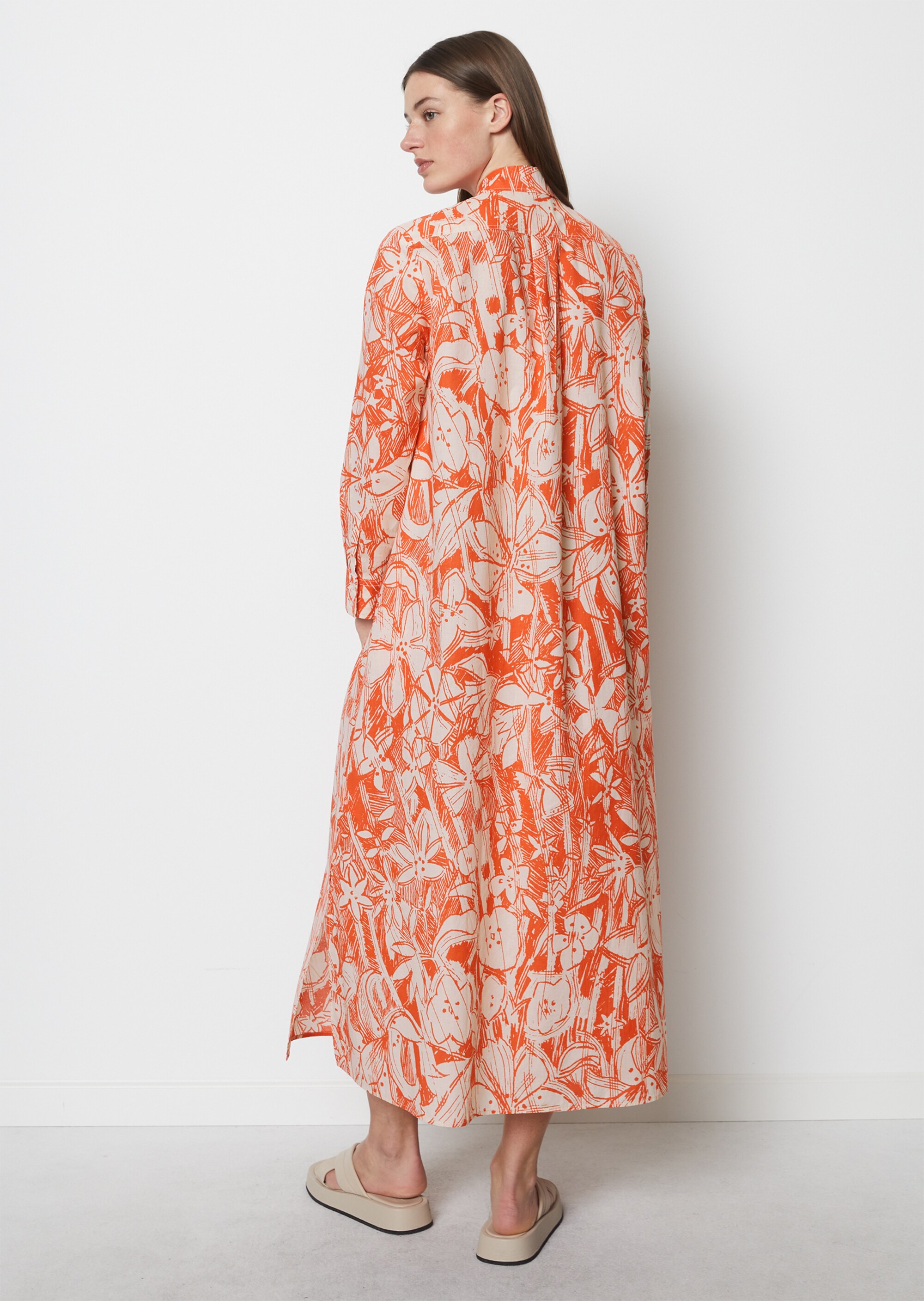 Maxi-Blusenkleid A-Linie aus reiner Baumwolle
