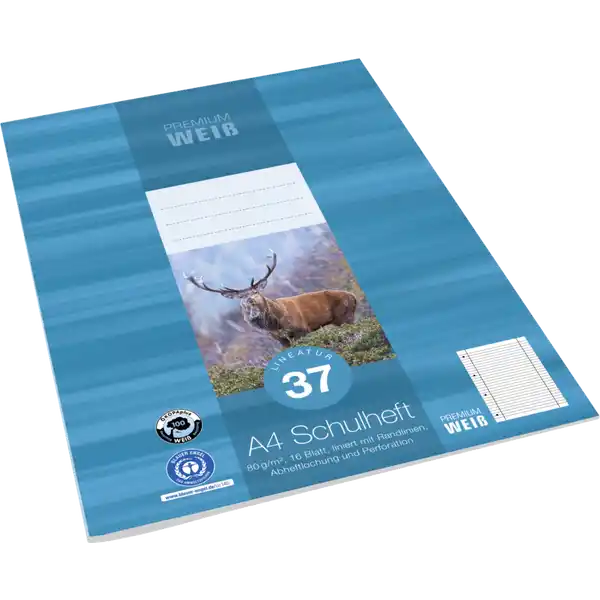 A4 Schulheft, Lin. 37, 16 Blatt