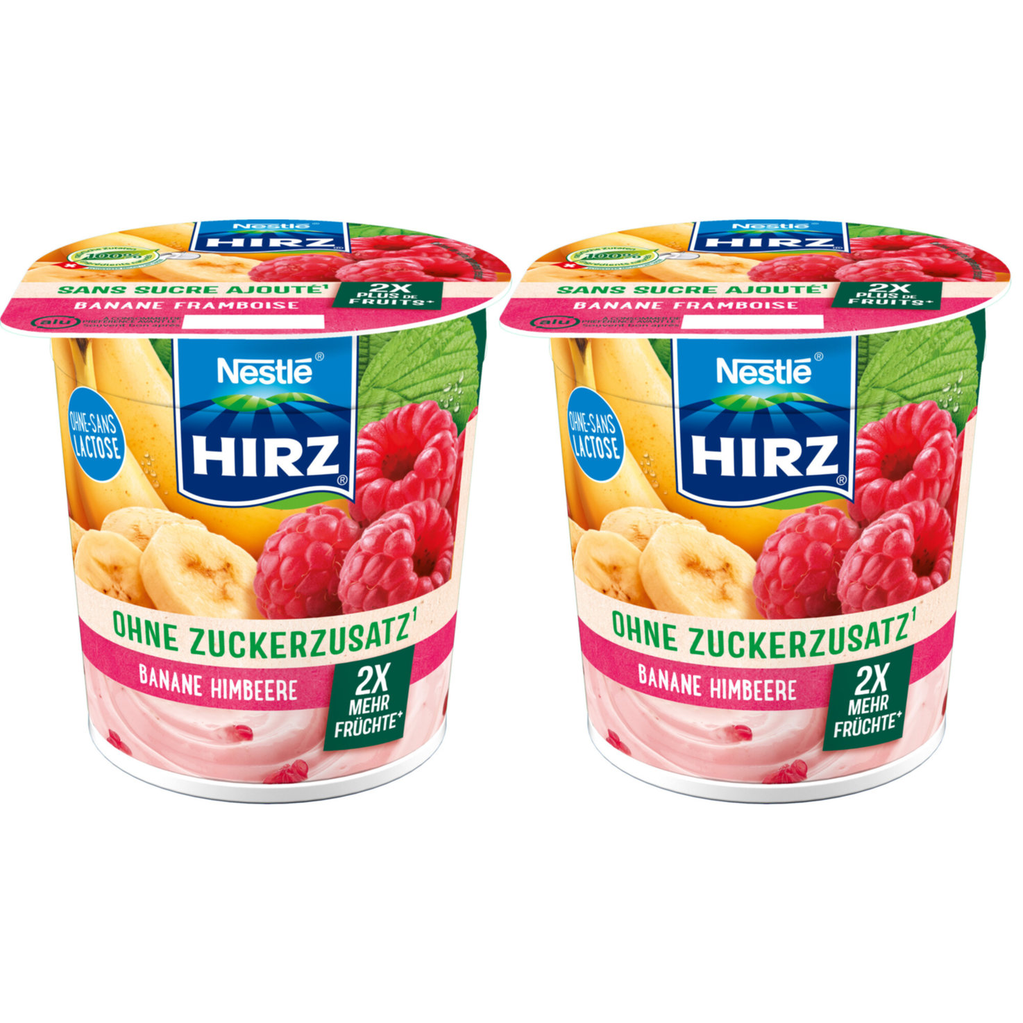 Hirz Joghurt ohne Zuckerzusatz Banane & Himbeere laktosefrei 2x150g