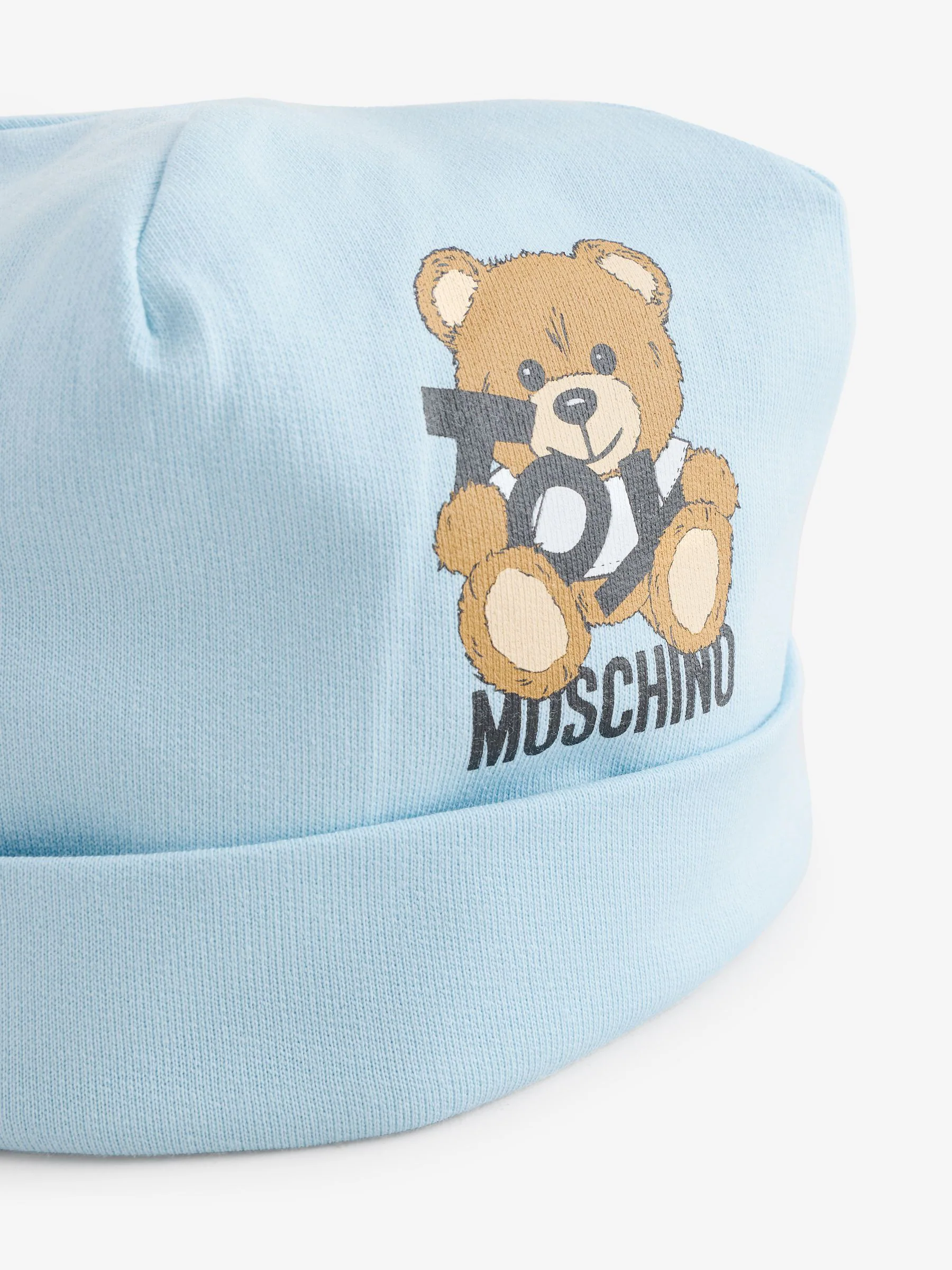 Blauw - Moschino Baby Logo Sleepsuit, Hat & Bib Giftset With Giftbox