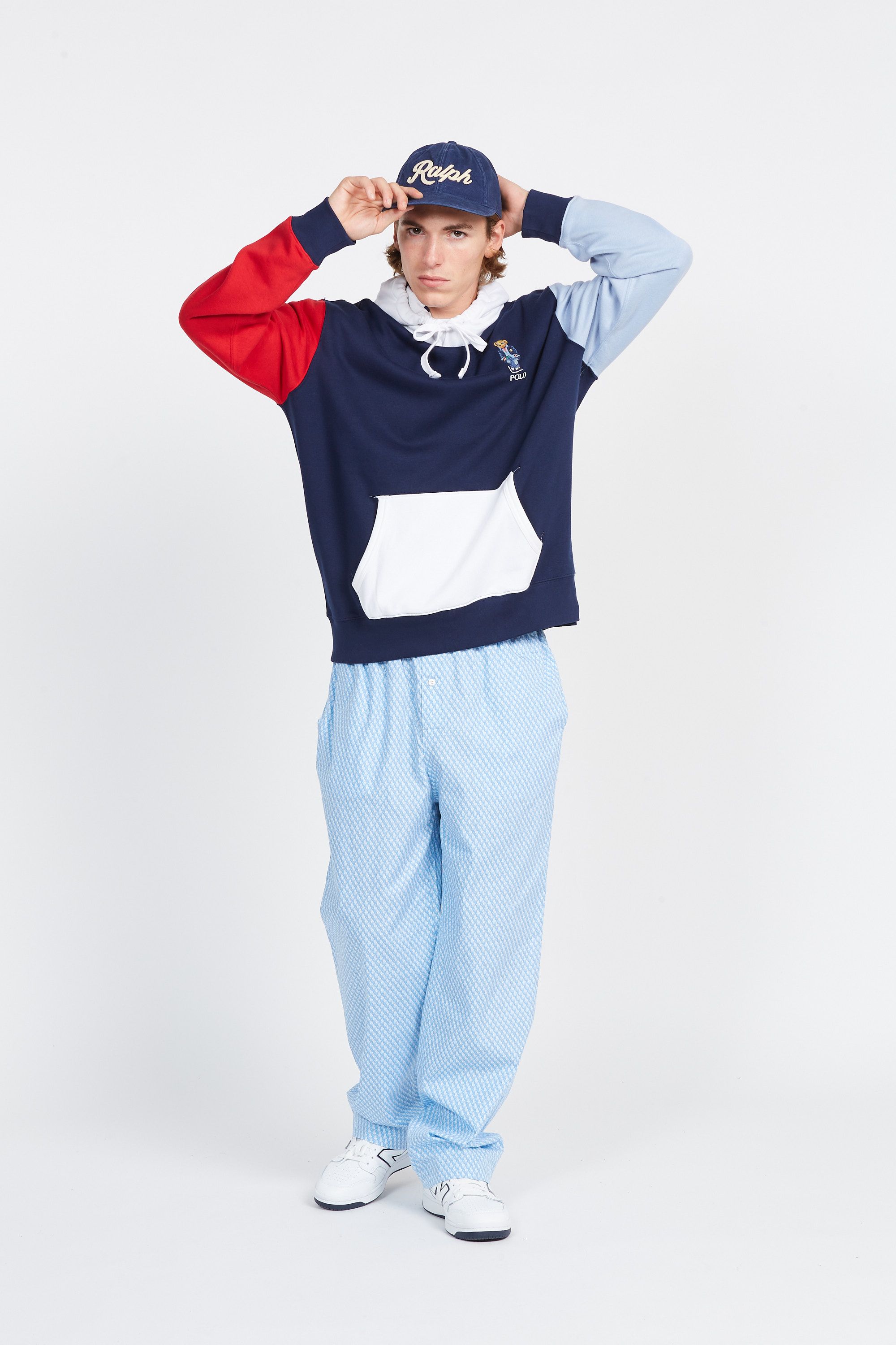 POLO RALPH LAUREN Sweat Polo Bear Color-Blocked Fleece Hoodie Bleu