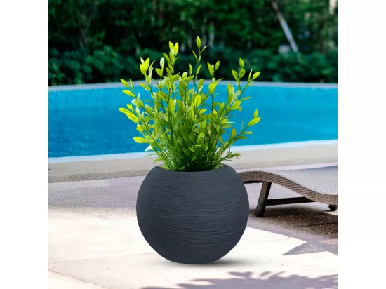 Vase en résine pour plantes d'intérieur et d'extérieur, design sphère ronde d.40x33h Botticelli Gris