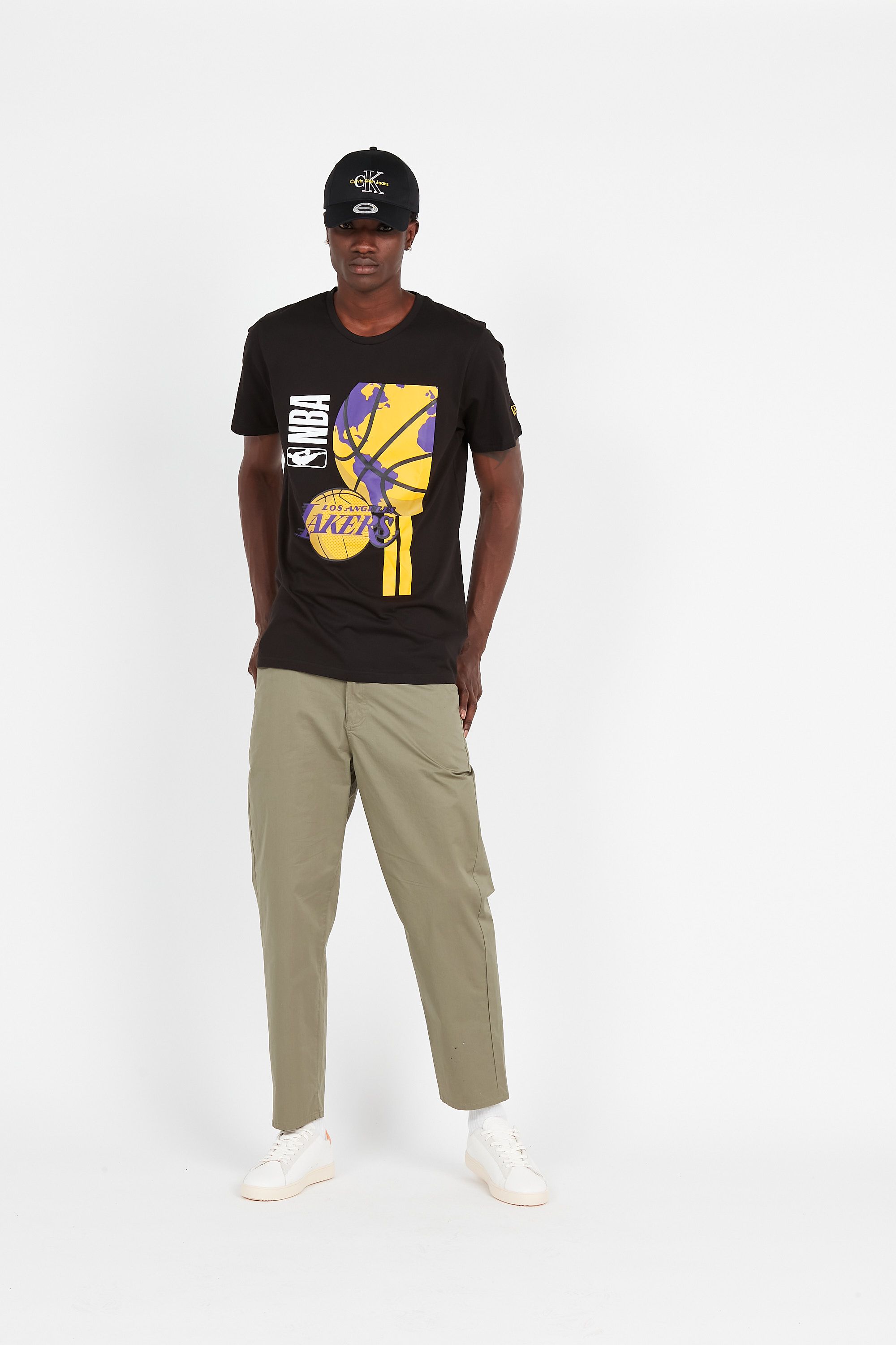 NEW ERA T-shirt NBA BBALL GLOBE GRAPHIC TEE LOSLAK Noir