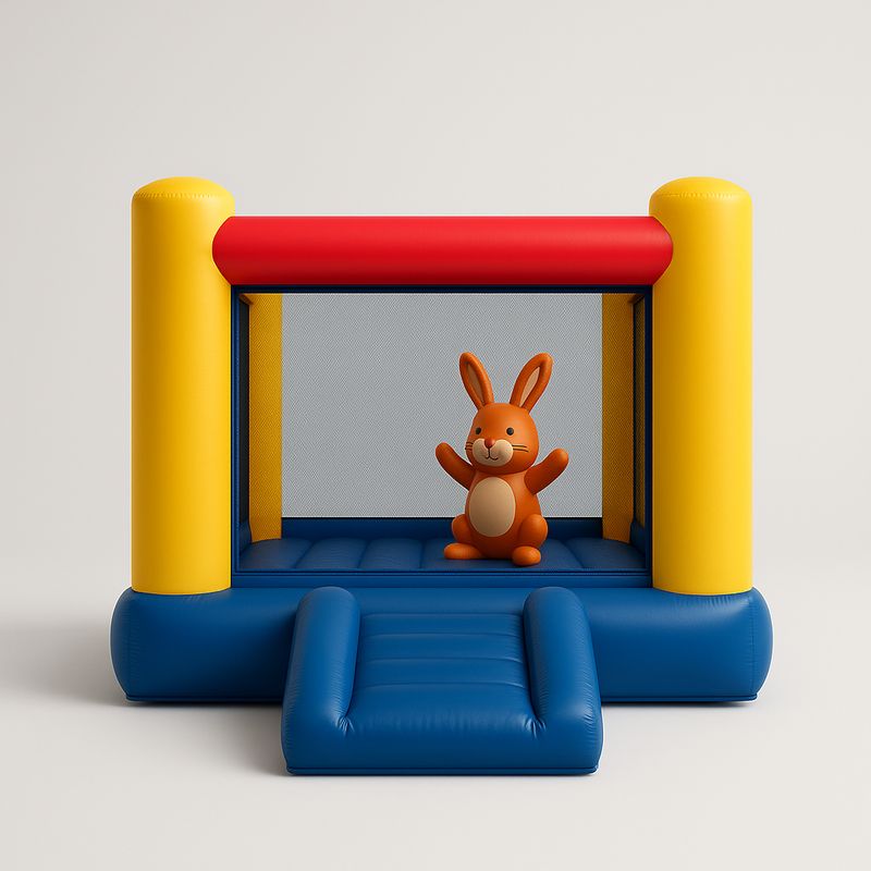 Aufblasbare Hüpfburg für Kinder mit Hasenmotiv 150x150x160cm PVC Blau/