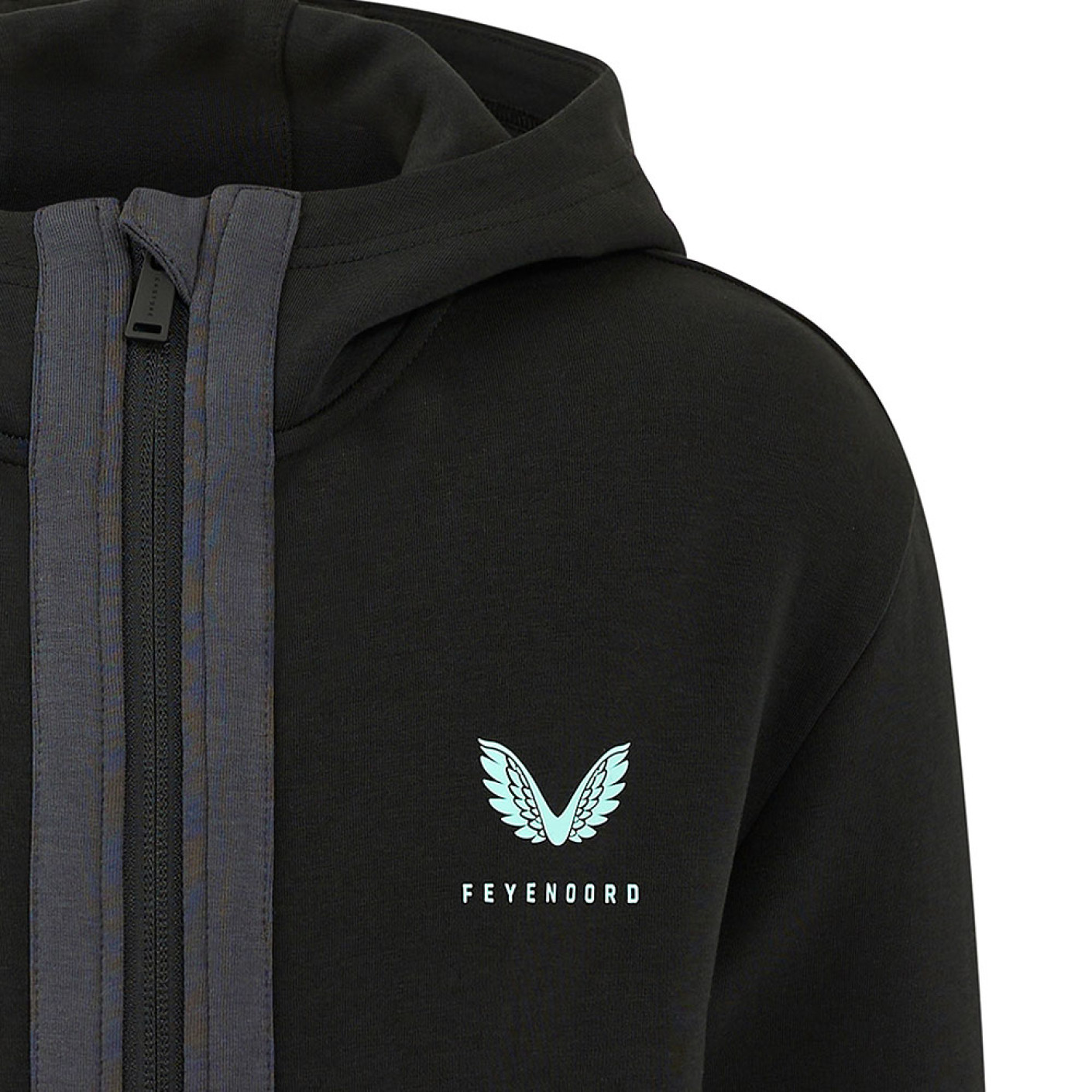 Castore Feyenoord Travel Trainingspak Full-Zip 2024-2025 Kids Zwart Donkergrijs Lichtblauw