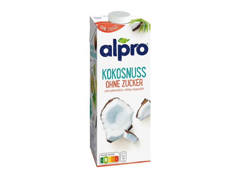 Alpro Kokosnussdrink ohne Zucker 1 l Ungesüsstes Getränk auf Basis von Kokosnüssen