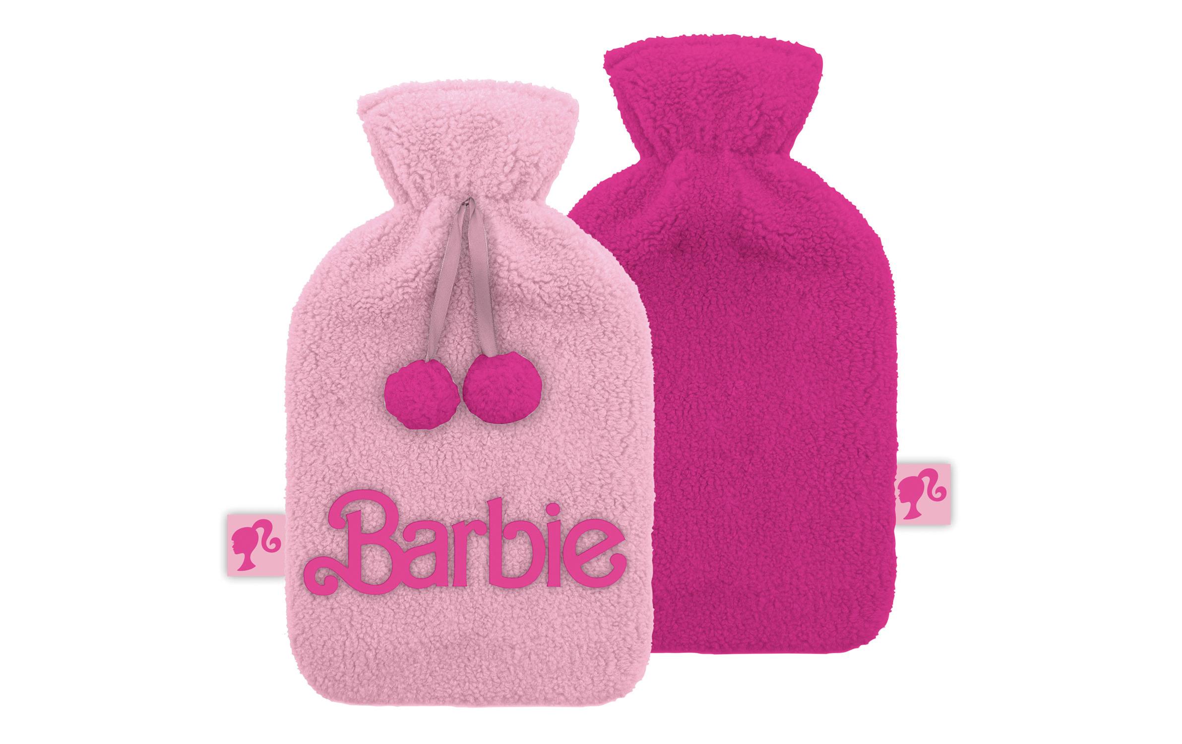 Bettflasche Barbie gestickt Pink/RosaWärmflasche mit besticktem Plüschbezug
