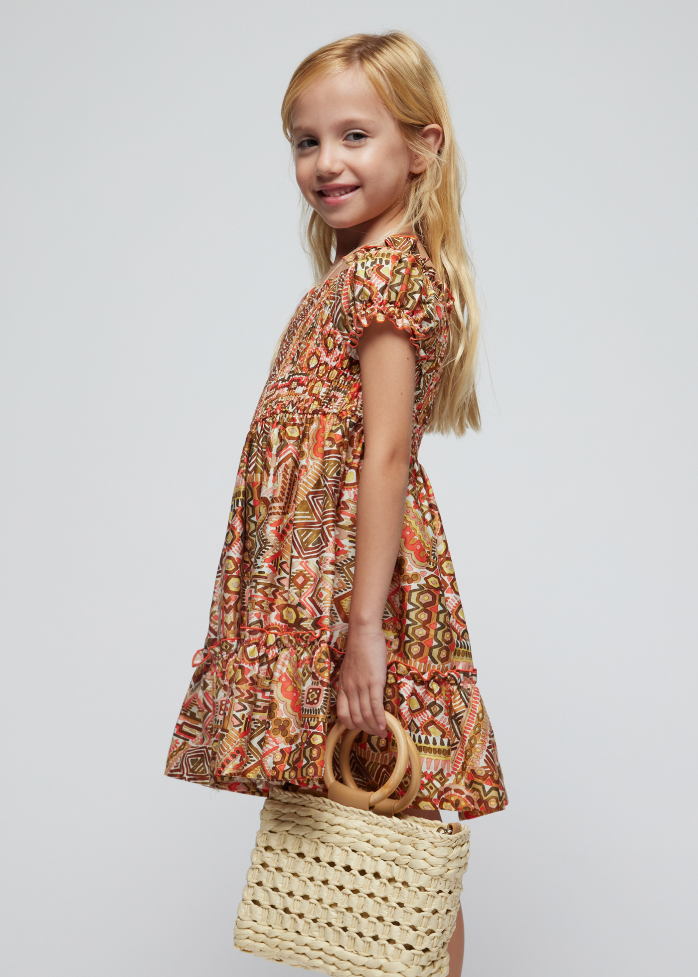 Vestido de malha franzida Better Cotton para meninas, Granadina