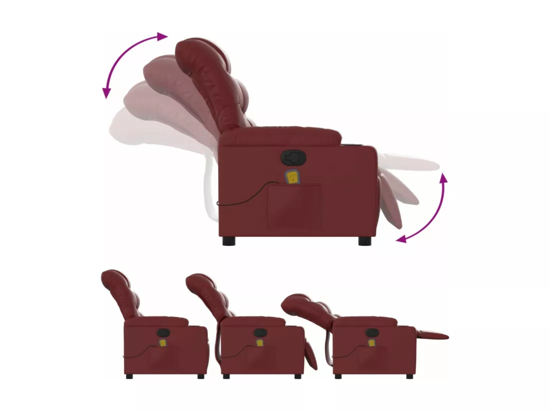 Fauteuil massant inclinable Rouge bordeaux Similicuir