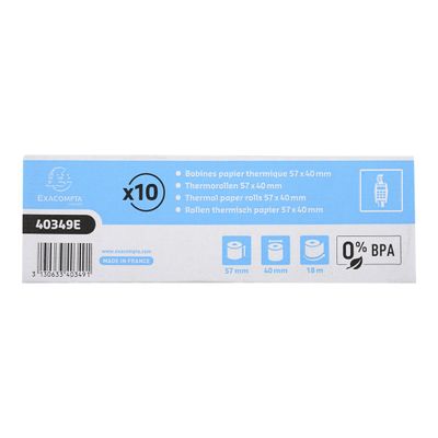 Exacompta - 10 Bobines thermiques - rouleaux TPE - 5,7 cm x 18 m - sans Bisphénol A - boîte carton