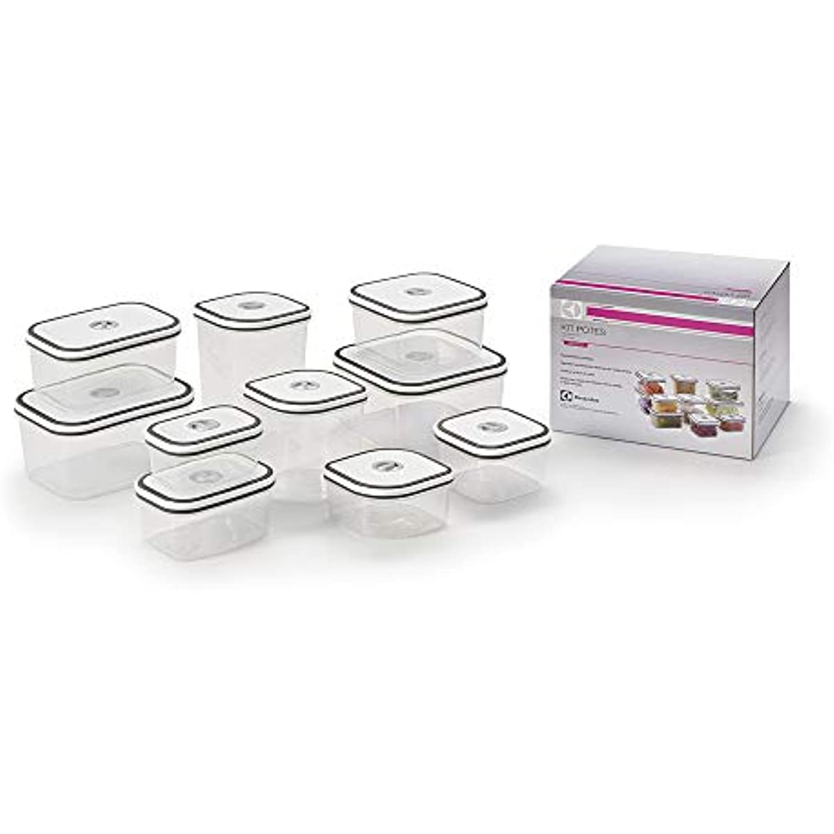 Kit Potes de Pl&aacute;stico Herm&eacute;tico, 10 unidades, Electrolux