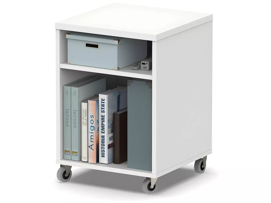 Caisson à roulettes coloris blanc - Hauteur 55 x Longueur 40 x Profondeur 40 cm