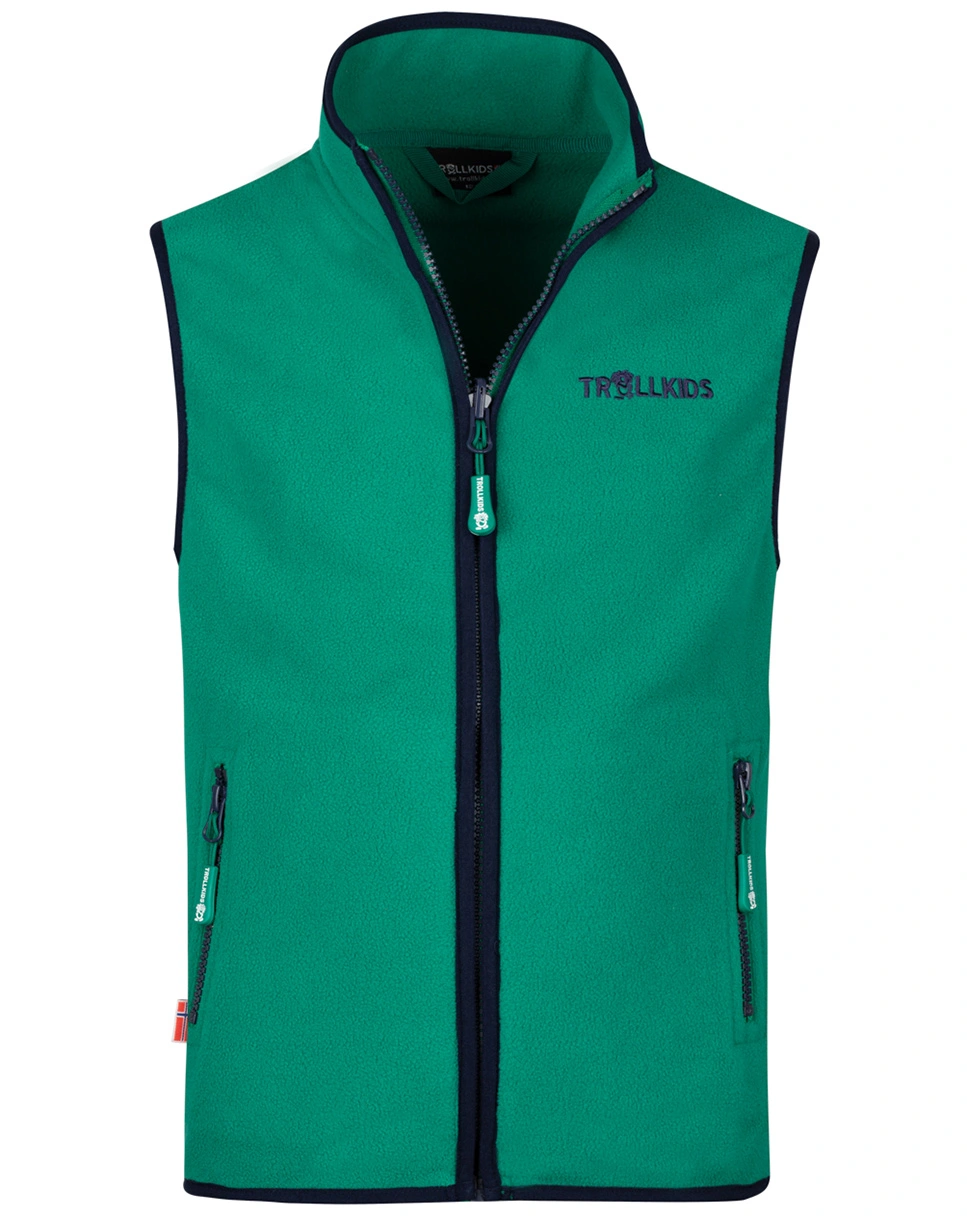 Fleece-WeKids ARENDAL VEST in pepper green/navy