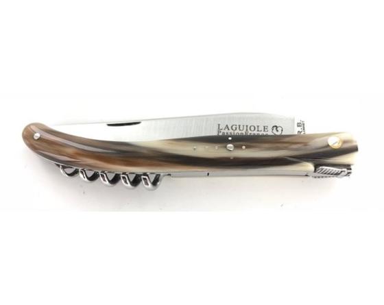Design Beillonnet MOF - Laguiole 12 cm - Tire-bouchon - Corne Blonde Couteau de Poche Design Beillonnet - PassionFrance