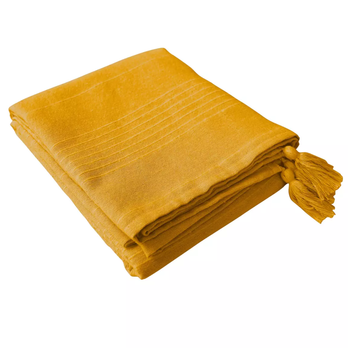 Nappe rectangulaire coton recyclé (140 x 240 cm) Bombay Jaune moutarde