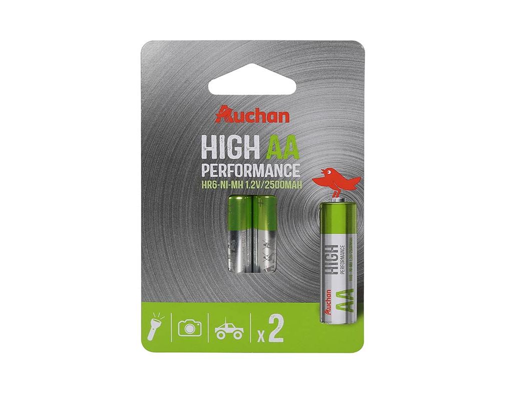 PACK 2 PILHAS RECARREGÁVEL HR6 AUCHAN PREMIUM AA 2500MAH