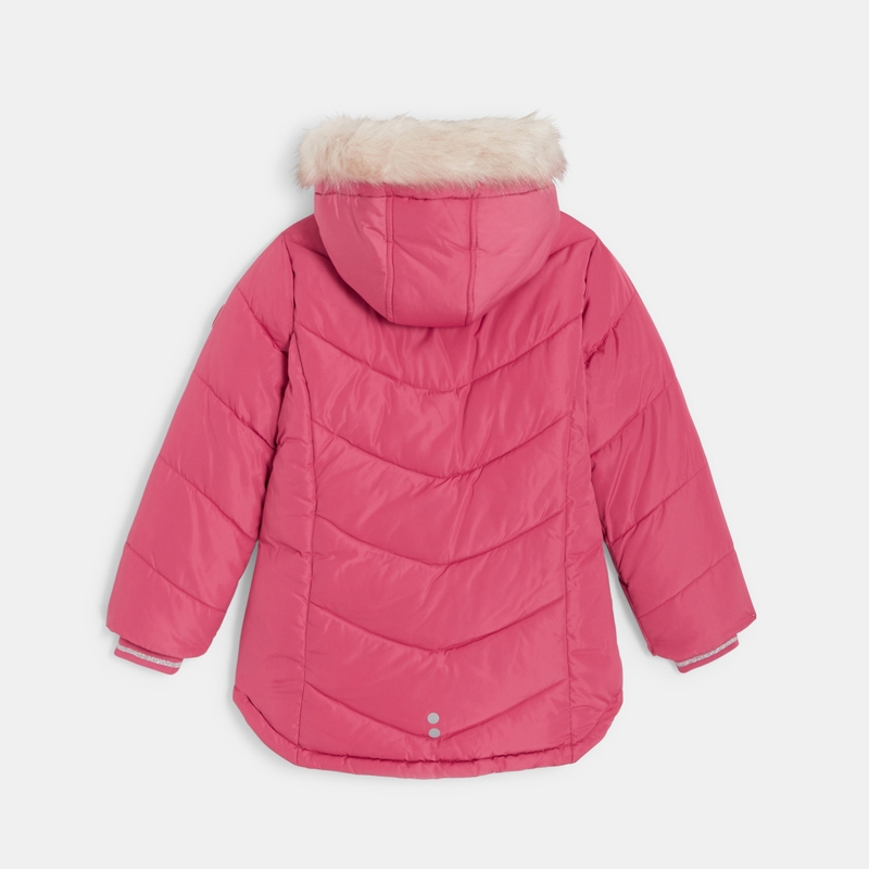 Parka doudoune épaisse à capuche rose fille