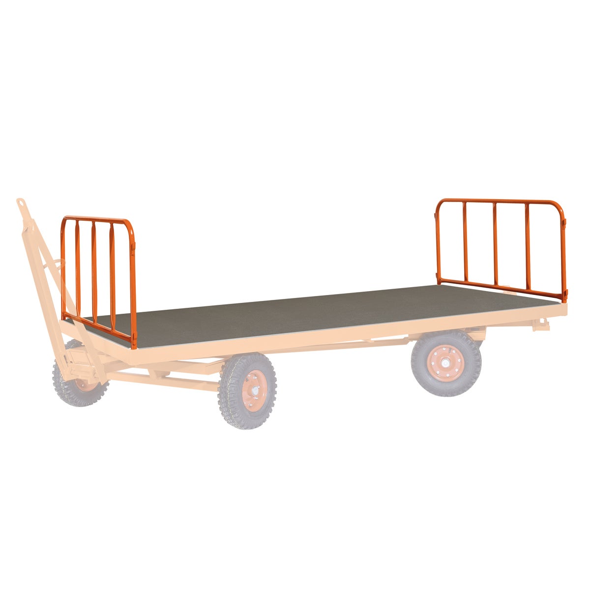 VARIOfit 2 stalen buiswanden 750mm hoog, demontabel voor industriële aanhangers 2500x1250mm