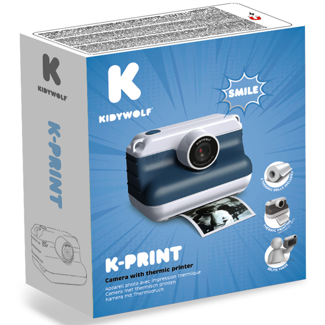 kidywolf kindercamera met thermische printer k-print - blauw