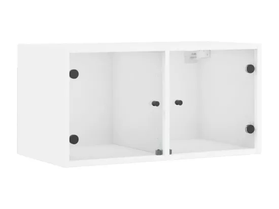 Armoire murale avec portes en verre blanc 68,5x37x35 cm