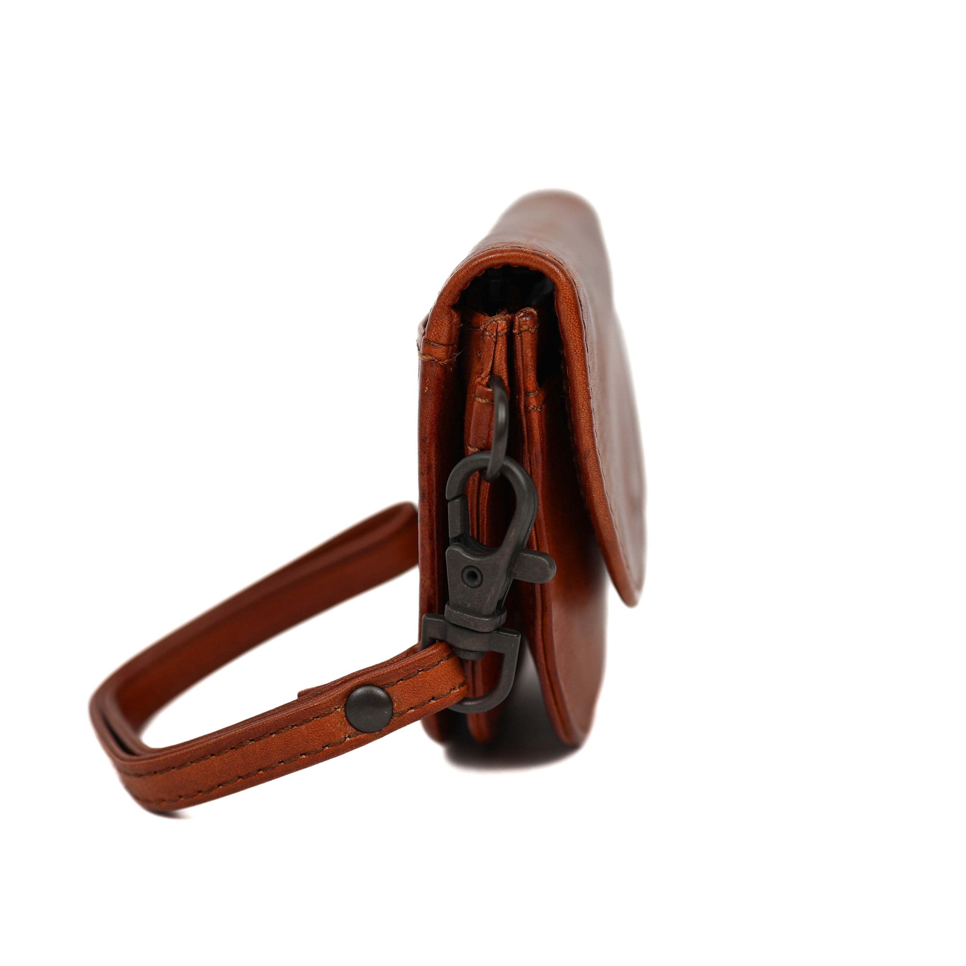 Portemonneetje met polsband 'Eva' cognac Cognac
