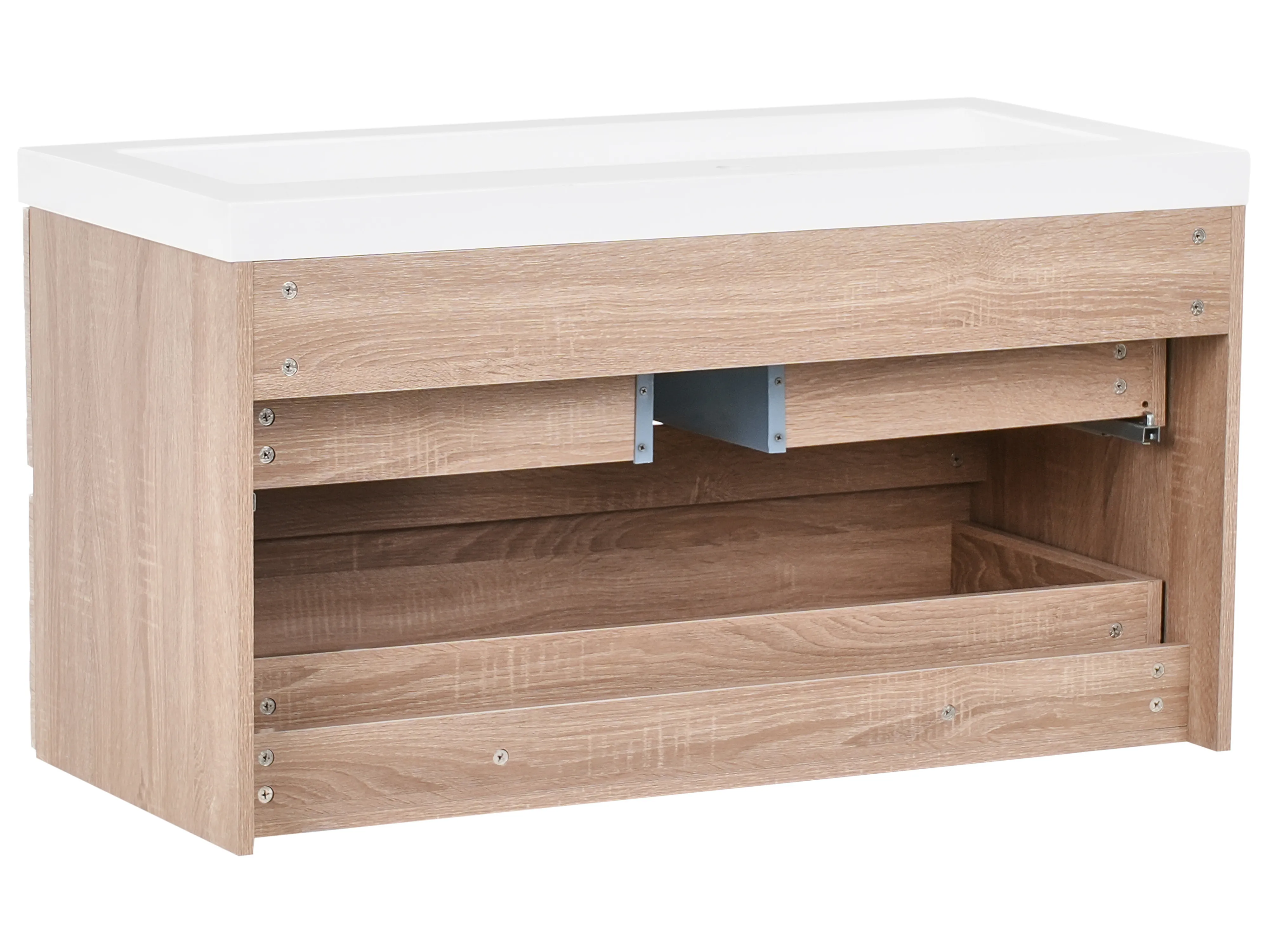 Wandgemonteerd meubel met wastafel URUCU Lichtbruin