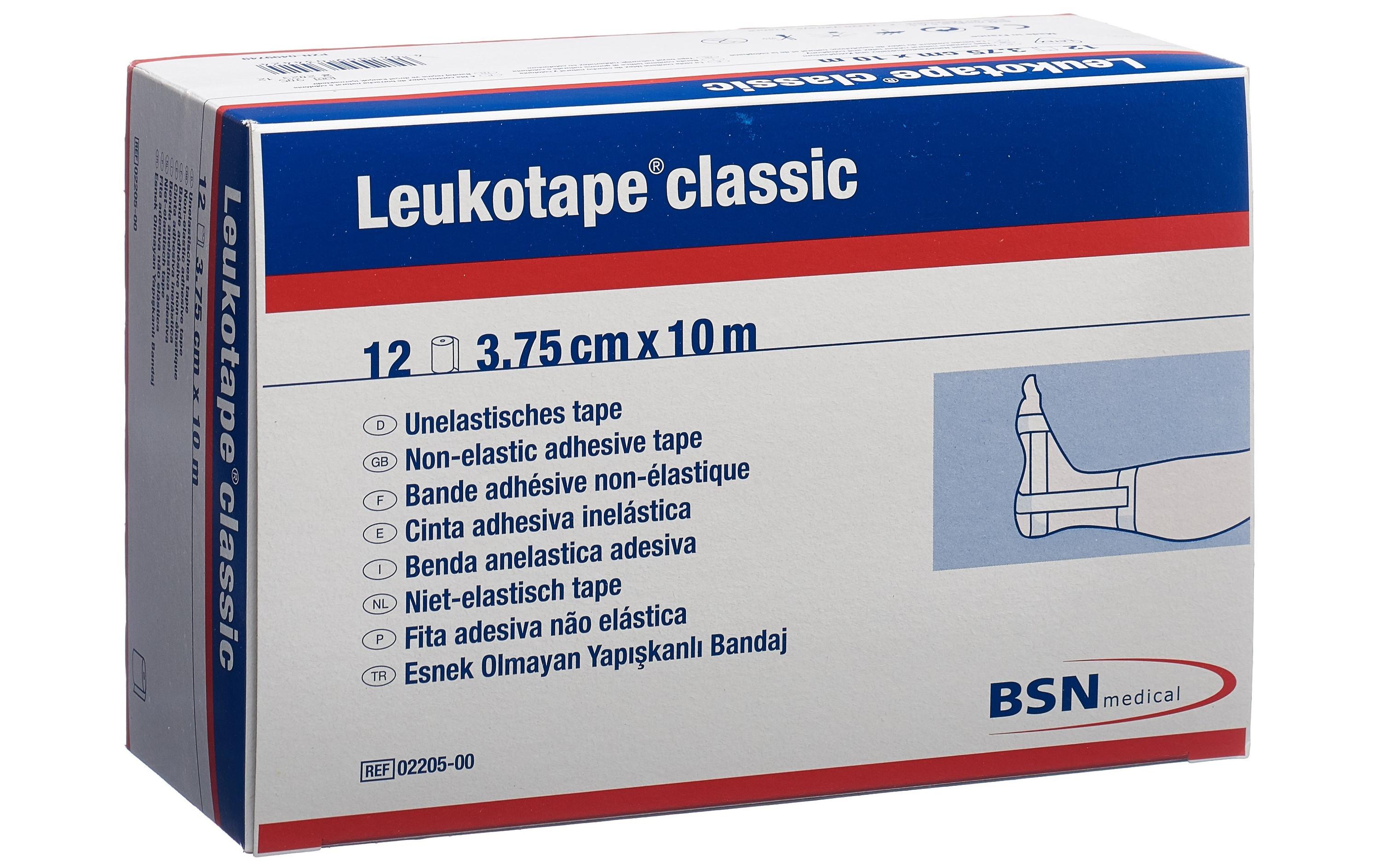 Leukotape classic weiss 3.75 cm x 10 m 12 Stück<br>Die unelastische Klebebinde für funktionelle Verbände