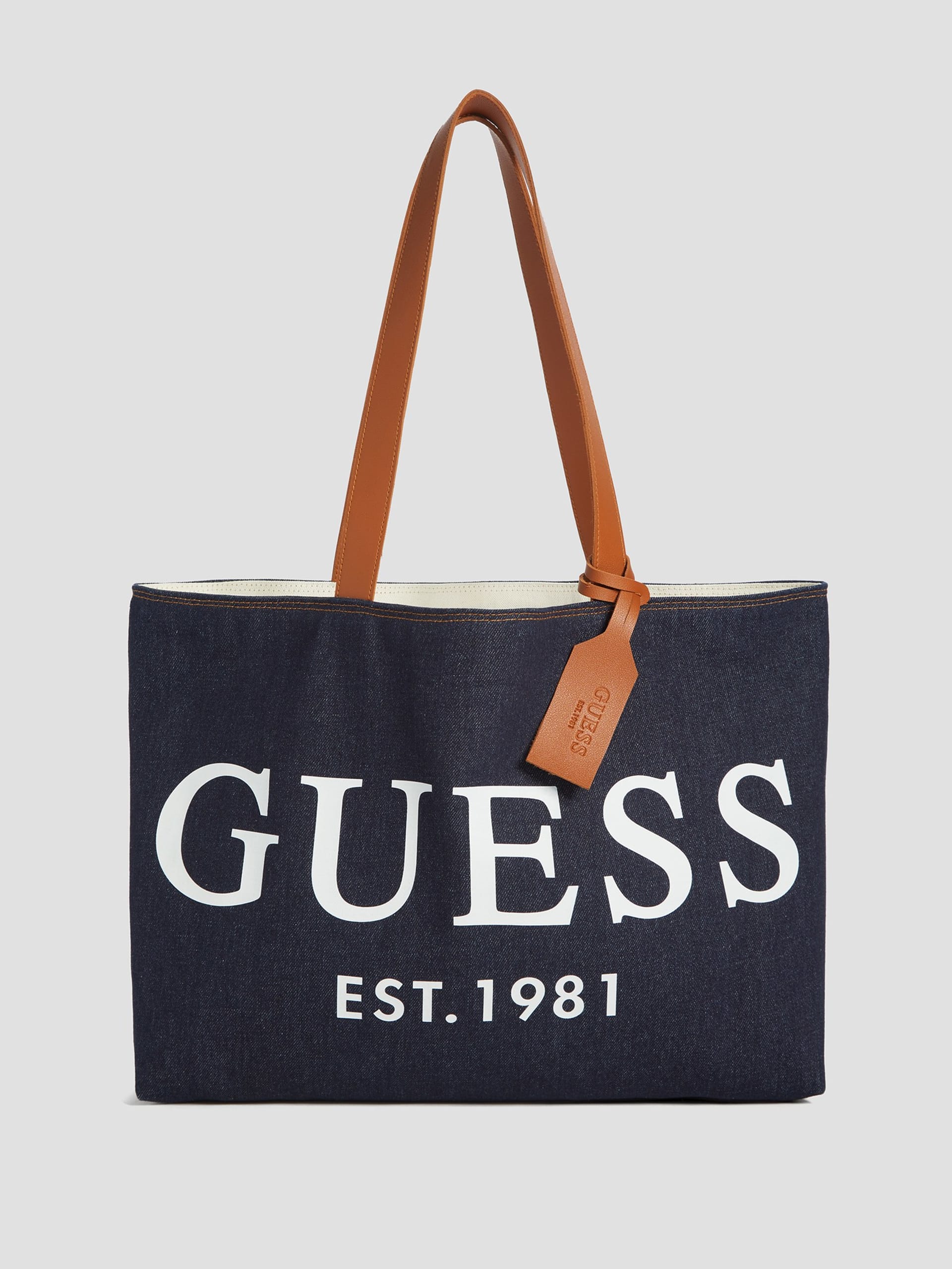 Bolsa tote com logo em jeans