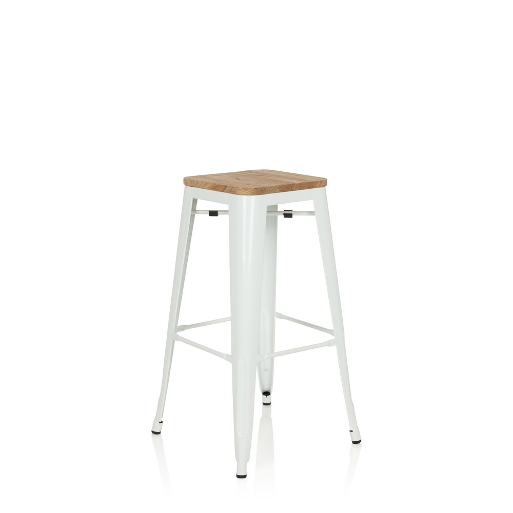 Barhocker VANTAGGIO HIGH W Stahl / Ulmenholz ohne Armlehnen hjh OFFICE