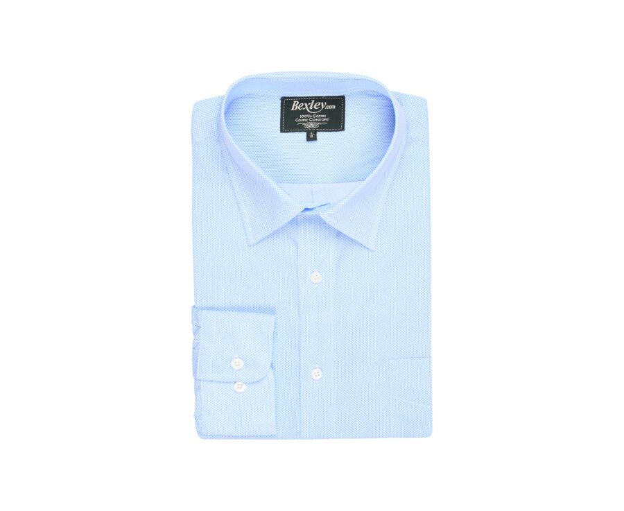 Chemise blanche imprimée motifs bleus - Col français - NESTOR