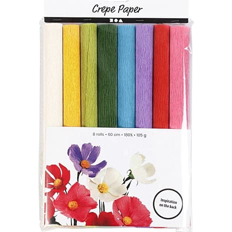 Crepepapir standardfarver 8 ark