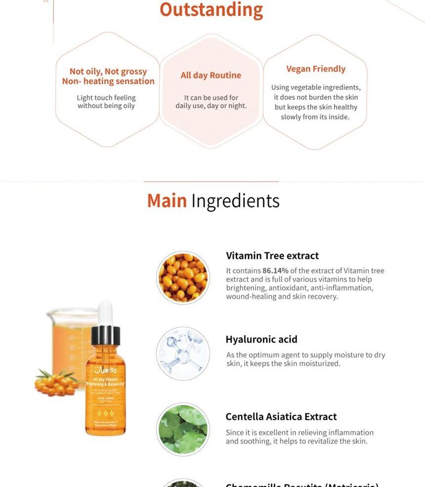JUMISO - Vitamine-verhelderend en balancerend gezichtsserum voor de hele dag, mini